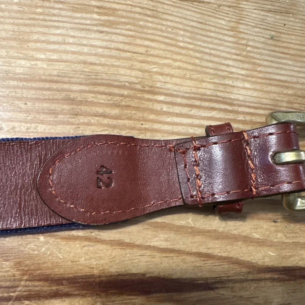 Smathers & Branson Needlepoint Belt 42 American Flag Leather USA  4th July‎ USA